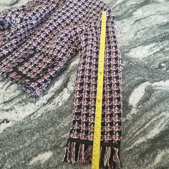 (S) Mossimo Supply Co. Tweed Pink and Black Blazer Fringe Academia Feminine - Picture 5 of 7